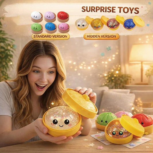 🎁Dernier Jour -50%🔥 Boîte Surprise Squishy Raviolis Brillants – Jouet Anti-Stress