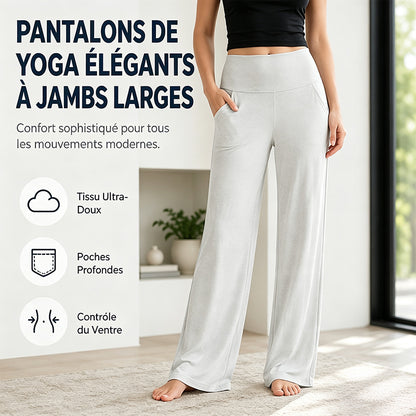 Pantalon large élastique taille haute pour femme - super extensible