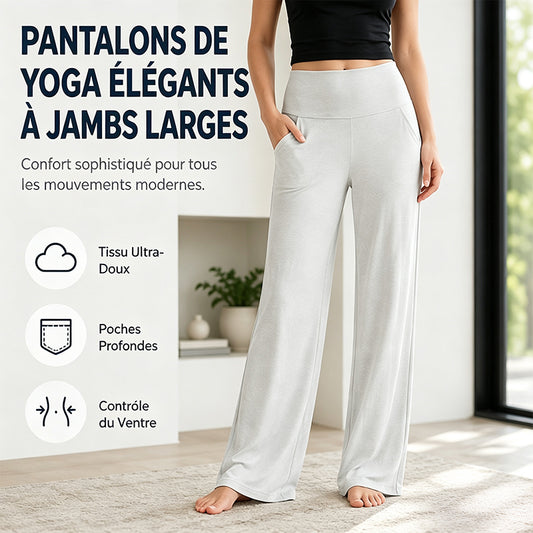 Pantalon large élastique taille haute pour femme - super extensible