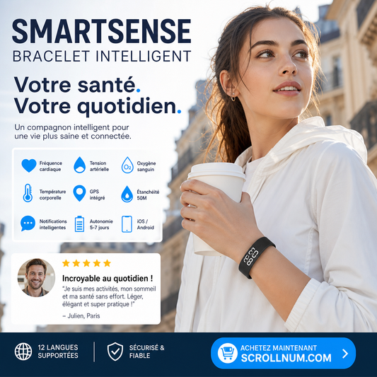 ⌚ 50% DE RÉDUCTION! 💪 Montre Connectée SmartSense – Vibreur silencieux, suivi d'activité & notifications – Idéale pour un quotidien connecté et discret 📲