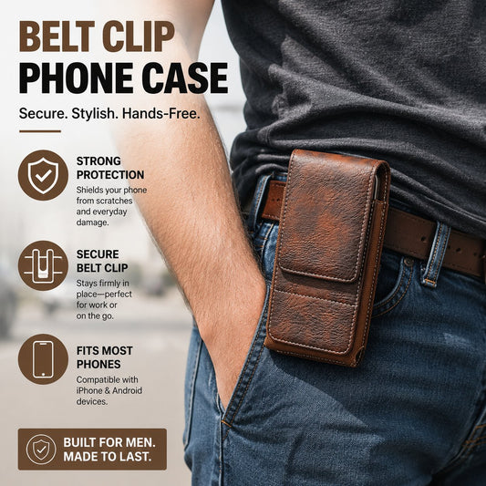 Porte-téléphone à ceinture avec fermeture magnétique – Étui robuste pour smartphone avec clip, passoir de ceinture et emplacement pour carte