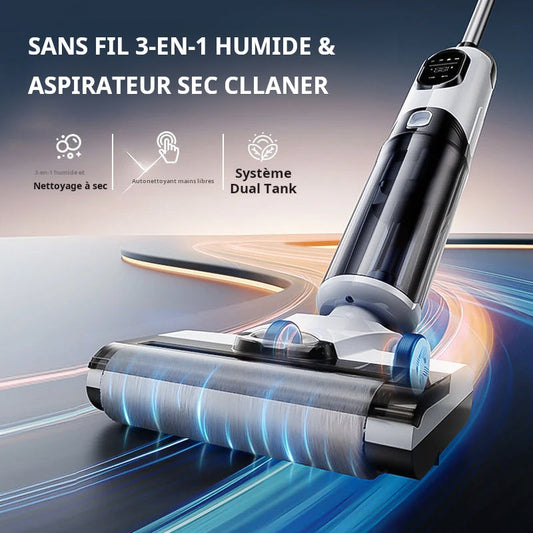 ✈️ livraison gratuite✈️Aspirateur eau et poussière Autonettoyant Sans fil Nettoyeur de sol Balai léger pour sols durs Poils d'animaux Restes alimentaires Nettoyage complet sans exception