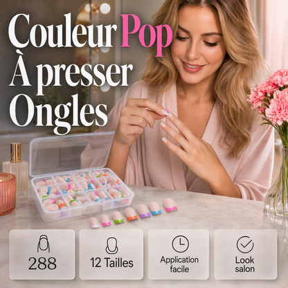 💅✨ Plus de 50 000 exemplaires vendus ! Ongles à coller Color Pop – Pose facile, couleurs éclatantes, manucure immédiate sans colle 🌈🎨