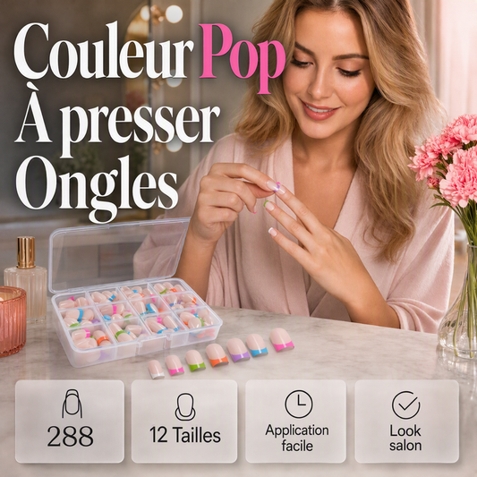 💅✨ Plus de 50 000 exemplaires vendus ! Ongles à coller Color Pop – Pose facile, couleurs éclatantes, manucure immédiate sans colle 🌈🎨