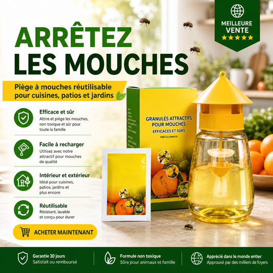 🏆 Piège à mouches suspendu intérieur extérieur, capture efficace sans toxique pour jardin maison et terrasse ✨