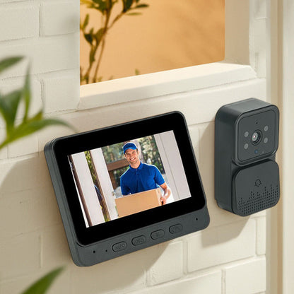 🔥Caméra sans fil pour sonnette: résolution 1080P, angle de vision de 170°, écran de 4,3 pouces, indice d'étanchéité IPX65 pour une utilisation en extérieur, fonction de vision nocturne✈️Livraison gratuite