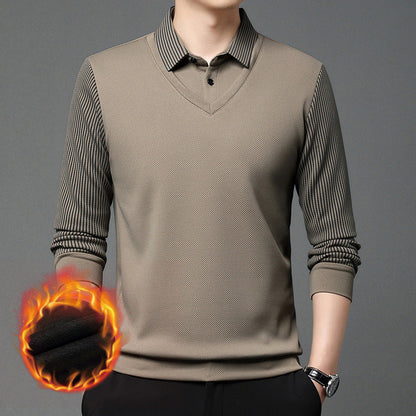 🔥 60% DE RÉDUCTION ! 🍂 Chemise à Col Rayé 2 Pièces - Style Automne/Hiver en Coton Respirant et Confortable 👔📦