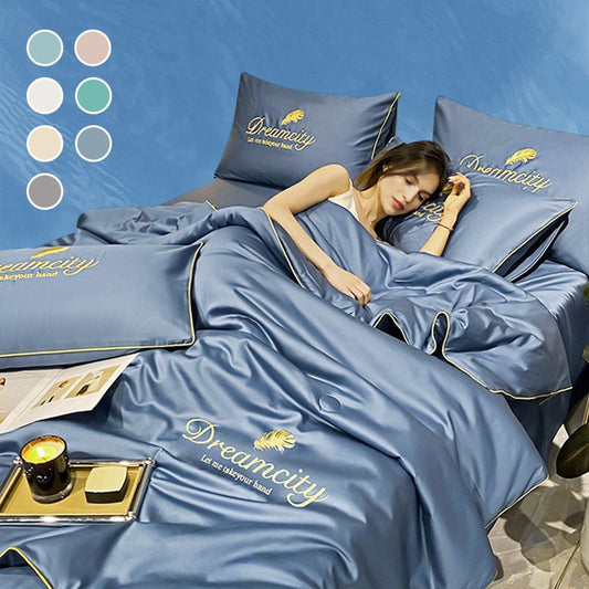 Linge de lit 4 pièces lavable et rafraîchissant