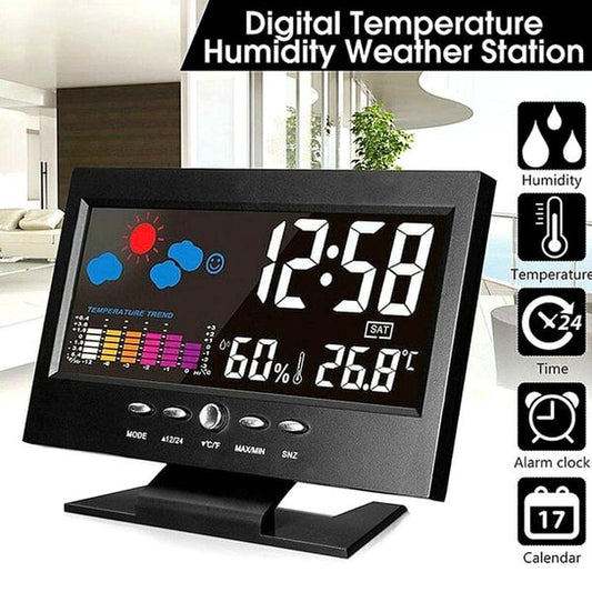 ✨⏰ Promotion du dernier jour 50% 🔥 Moniteur numérique de température et d'humidité à LED prévisions météo compteur à LED réveil