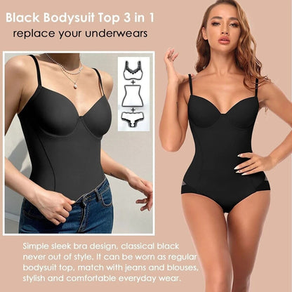 🔥 Offre spéciale 50 % de réduction 🔥Body Shapewear avec soutien-gorge | Taille réglable amincissante froncée✨