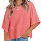 🌸 PROMO LIMITÉE 50% DE RÉDUCTION ! 👕 T-shirt à Manches Évasées Cinq Points – Coupe Détendue, Patchwork, Uni 🍂