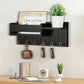 📬 50% DE RÉDUCTION! 🏠 Porte-Courrier & Clés Mural avec Étagère – Bois, 30×12×7,8 cm – Noir/Naturel – Idéal pour organiser entrée, courrier et clés ✨