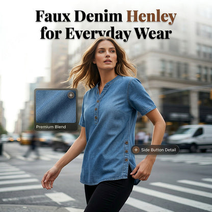 🔥 OFFRE LIMITÉE : 61 % DE RÉDUCTION !🔥Haut décontracté effet denim respirant pour femme