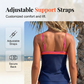 Ensemble Tankini Deux Pièces Femme Color Block Style Conservateur