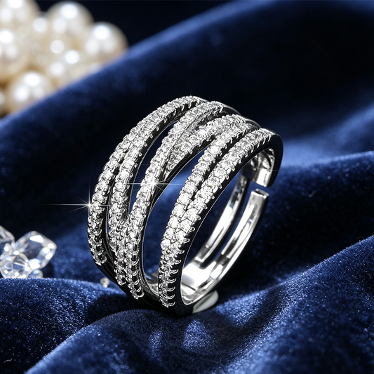 💍 50% DE RÉDUCTION ! 🎉 Bague croix multi-rangs ajustable - Parfaite au quotidien, pour aller au travail ou pour les soirées ✨
