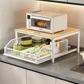 📢📢50% DE RÉDUCTION⏰ Support Micro-Ondes 2 niveaux avec tiroir coulissant – Gain de place, étagère surélevée & panier intégré – Idéal pour cuisine, café & dortoir ✨