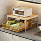📢📢50% DE RÉDUCTION⏰ Support Micro-Ondes 2 niveaux avec tiroir coulissant – Gain de place, étagère surélevée & panier intégré – Idéal pour cuisine, café & dortoir ✨