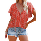 Blouse Florale Décontractée à Col en V pour Femme