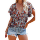 Blouse Florale Décontractée à Col en V pour Femme