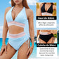 🔥Achetez 2 livraison gratuite💃Bikini Deux Pièces Taille Haute Gainant Color Block