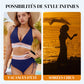 🔥Achetez 2 livraison gratuite💃Bikini Deux Pièces Taille Haute Gainant Color Block