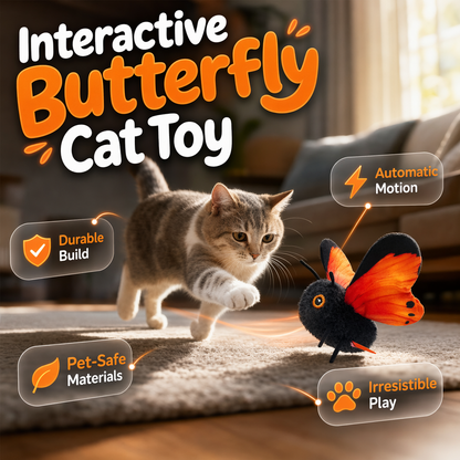 🏠🐈-50% DE RÉDUCTION ! 🦋 Papillon intelligent anti-ennui pour chat, déclenché par le mouvement avec un vol ultra réaliste, votre compagnon idéal pour divertir votre félin pendant vos absences ⏰🐱