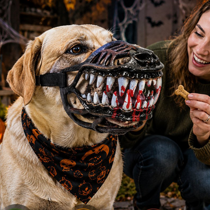 🎃-50% MAINTENANT ! 🐶Muselière Halloween Réaliste pour Chien – Crocs Ensanglantés Effrayants, Costume Amusant pour Fête d’Halloween